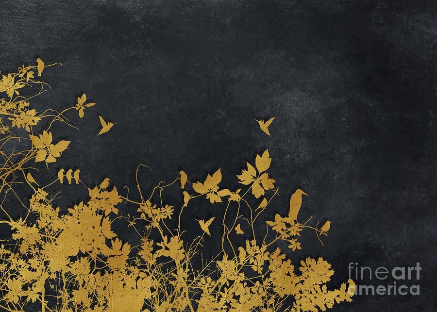 Gold And Black Floral #goldblack #floral #9 Digital Art by Justyna Jaszke JBJart