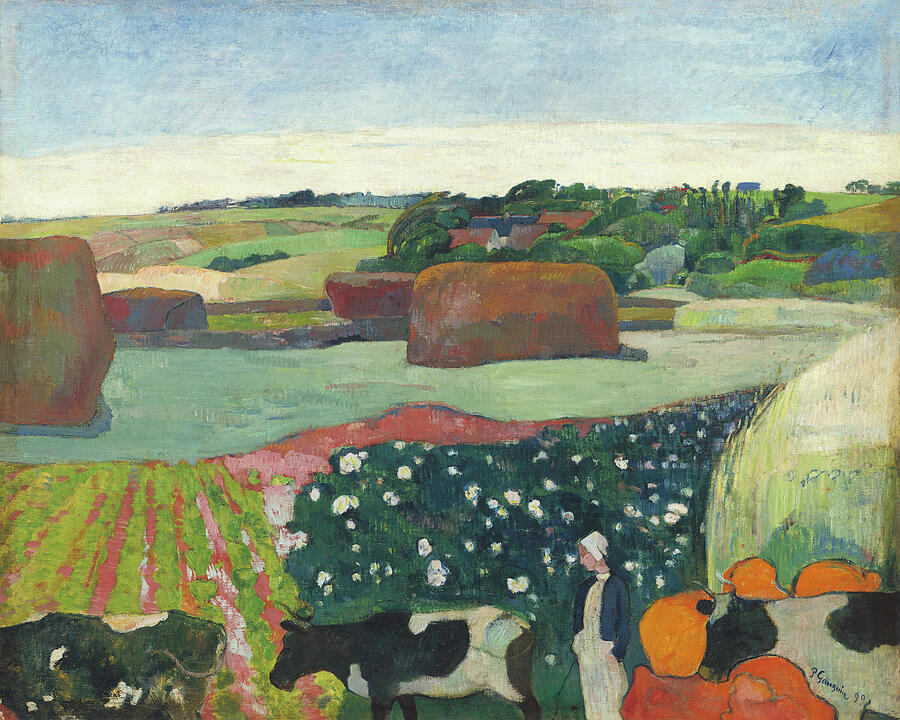 Haystacks in Brittany, from 1890 Painting by Paul Gauguin
