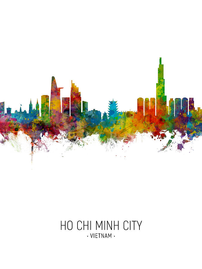 Skyline Digital Art - Ho Chi Minh City Vietnam Skyline #9 by Michael Tompsett
