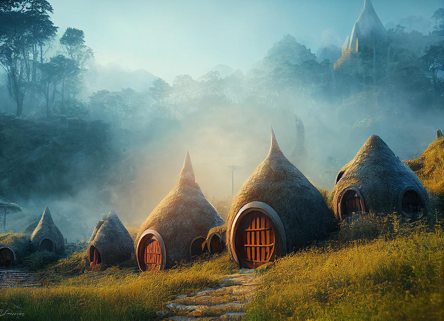 Fantasy Mixed Media - Hobbit Homes #9 by Smart Aviation