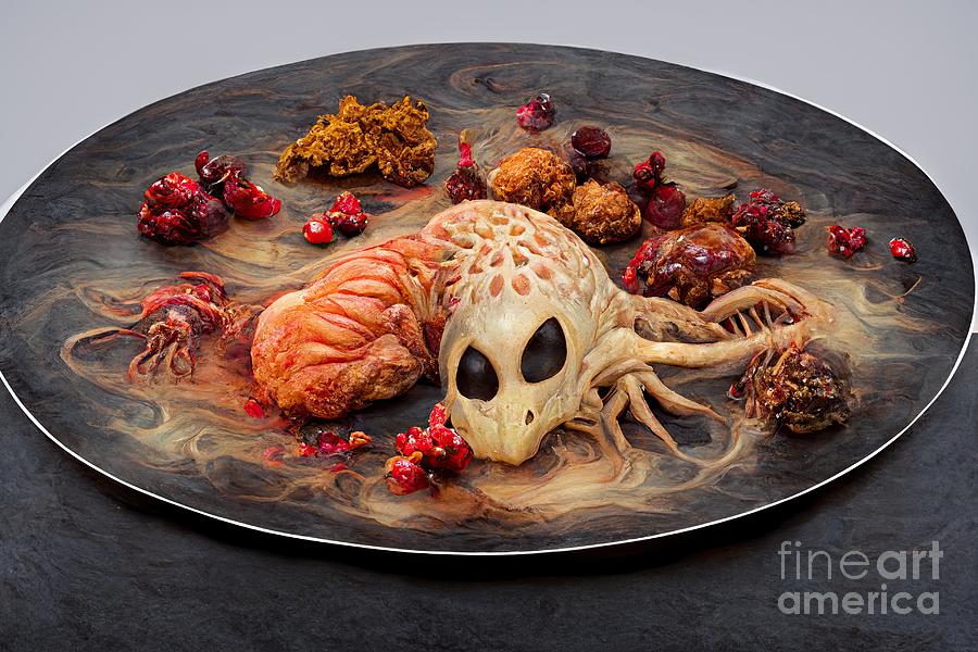 Horror food dish of Halloween dinner #9 Digital Art by Benny Marty