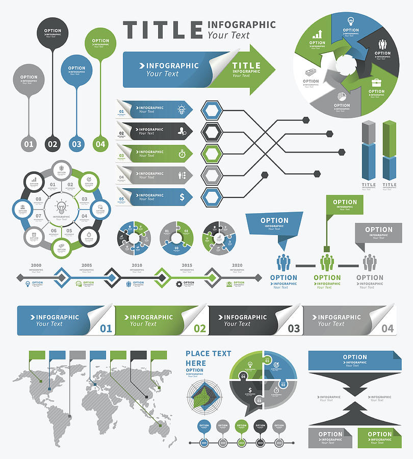 Infographic Elements and Timeline Set #9 Drawing by Artvea