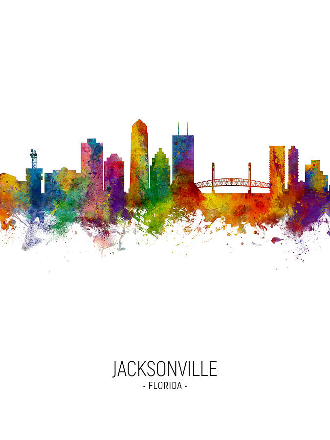 Jacksonville Florida Skyline #9 Digital Art by Michael Tompsett