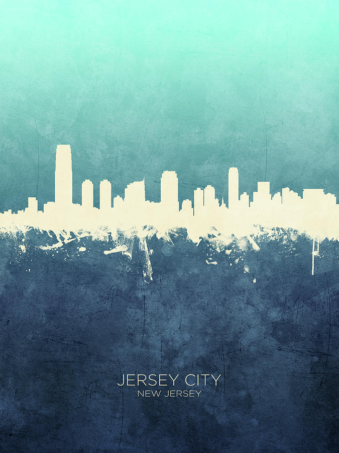 Jersey City Digital Art - Jersey City New Jersey Skyline #9 by Michael Tompsett