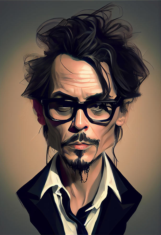 Johnny Depp Caricature Mixed Media
