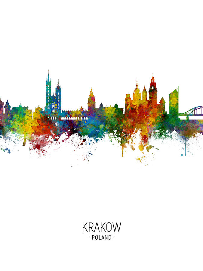 Krakow Poland Skyline #9 Digital Art by Michael Tompsett