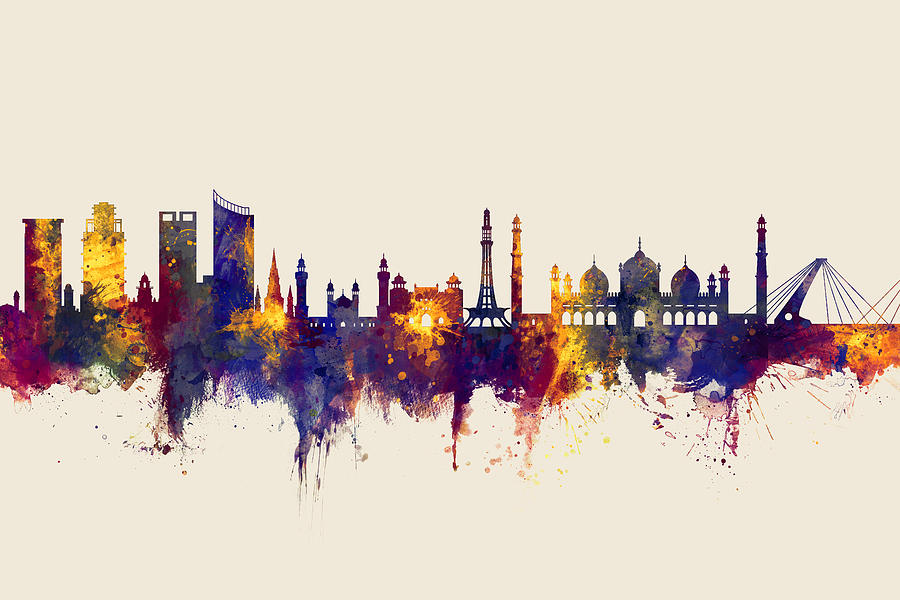 Lahore Pakistan Skyline #9 Digital Art by Michael Tompsett