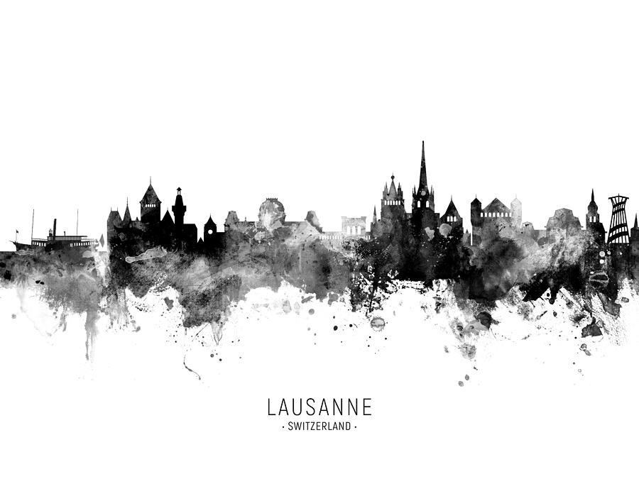Lausanne Switzerland Skyline #9 Digital Art by Michael Tompsett
