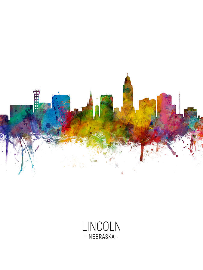Lincoln Nebraska Skyline #9 Digital Art by Michael Tompsett