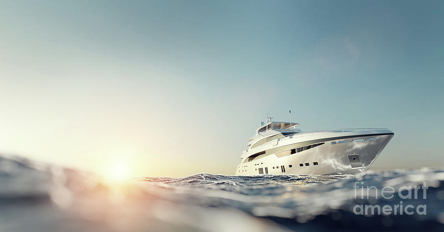 Luxury motor yacht on the ocean #9 Photograph by Michal Bednarek