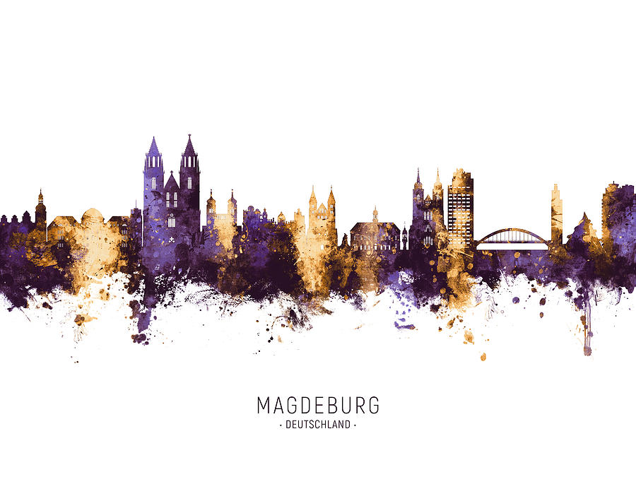 Magdeburg Germany Skyline #9 Digital Art by Michael Tompsett