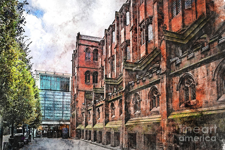 Manchester city watercolor  #9 Digital Art by Justyna Jaszke JBJart