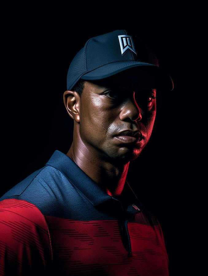 Maximalist  famous  sports  athletes  tiger  woods   by Asar Studios #9 Painting by Celestial Images