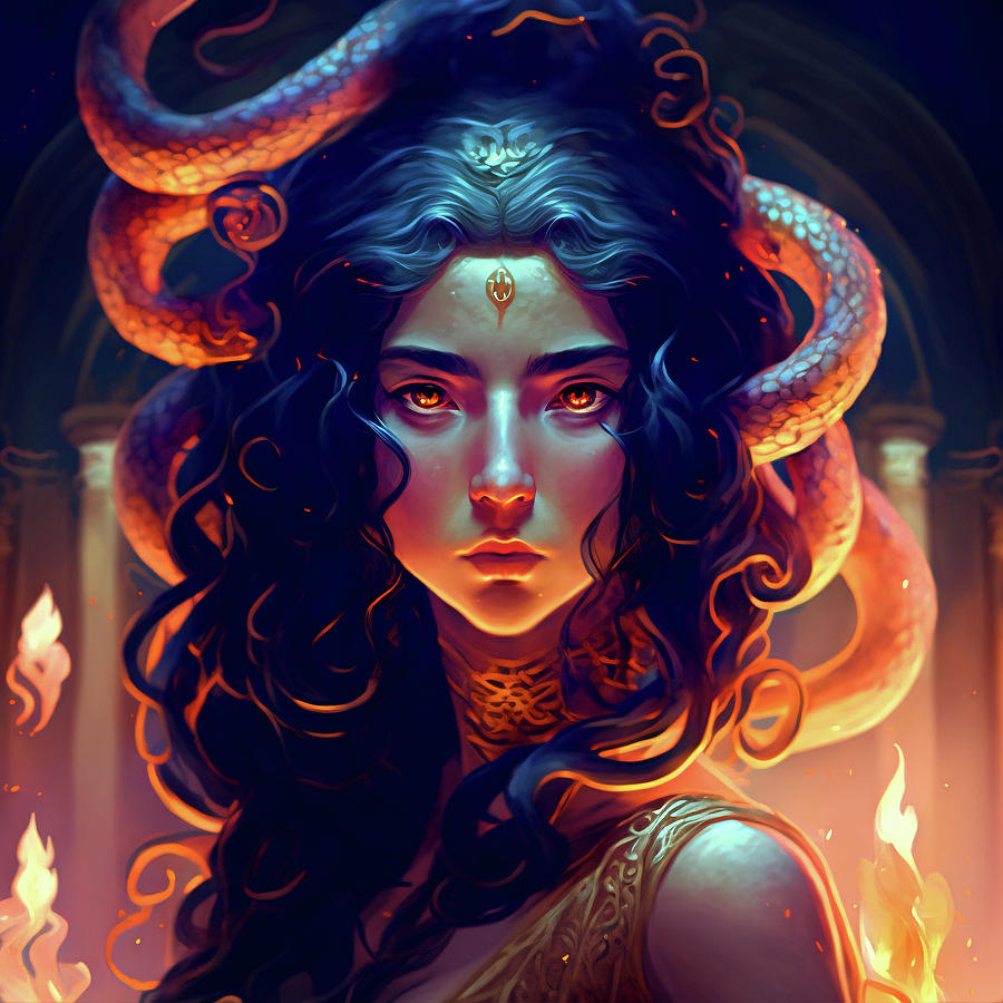 Medusa Beauty and Serpentine Elegance Digital Art by Oana Unciuleanu ...