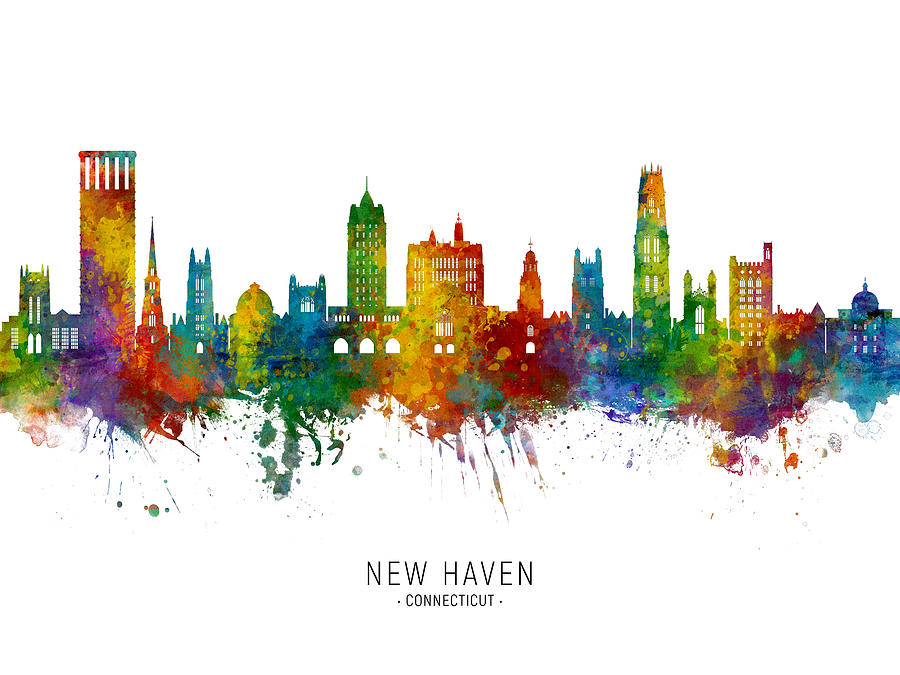 New Haven Connecticut Skyline #9 Digital Art by Michael Tompsett