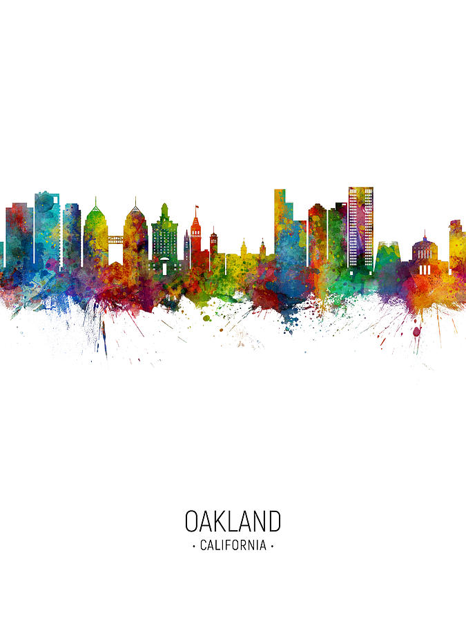 Oakland Digital Art - Oakland California Skyline #9 by Michael Tompsett