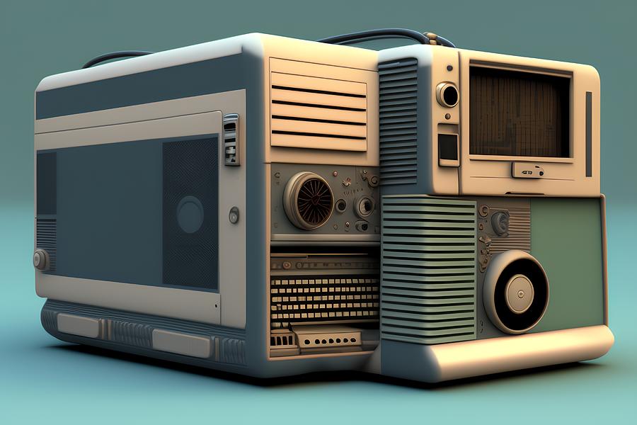 Old Retro Computer, Generative AI Illustration Digital Art by Miroslav