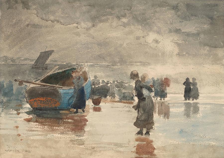 On the Sands Drawing by Winslow Homer