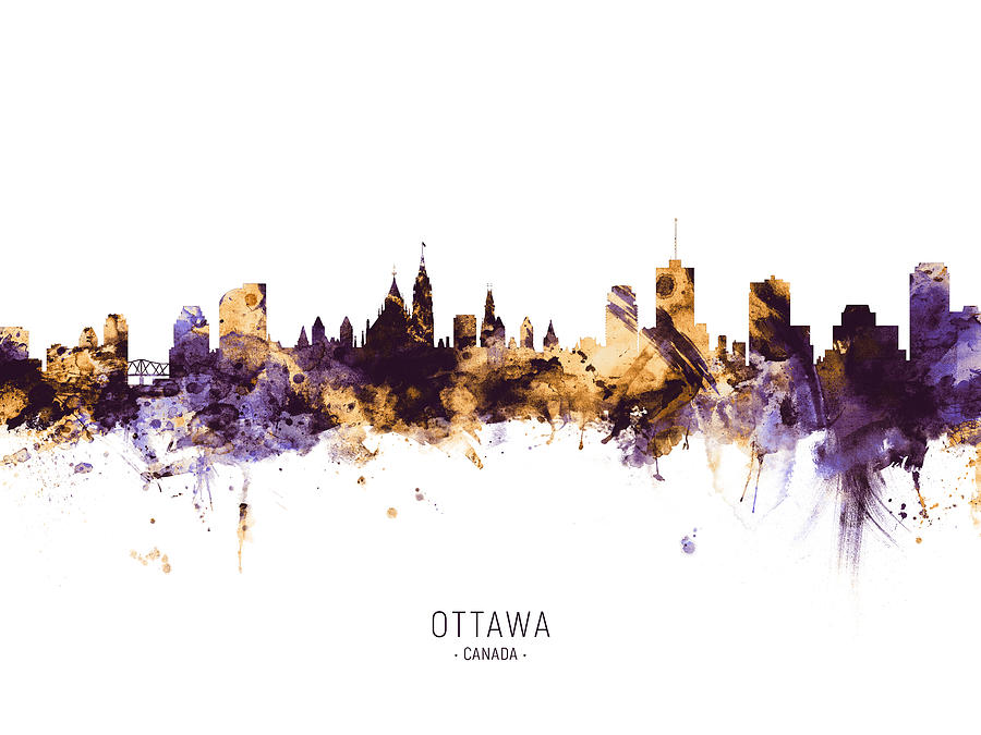 Skyline Digital Art - Ottawa Canada Skyline #9 by Michael Tompsett