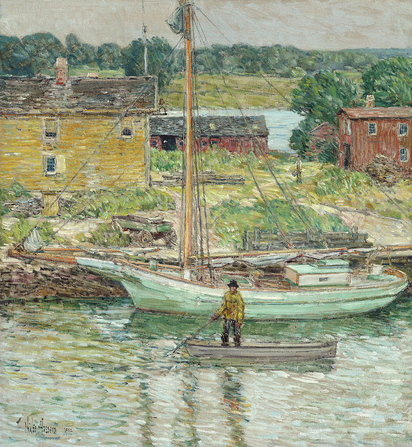 Oyster Sloop, Cos Cob, from 1902 Painting by Childe Hassam
