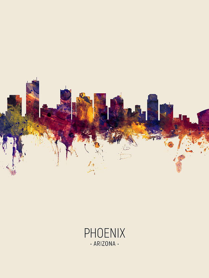 Phoenix Digital Art - Phoenix Arizona Skyline #9 by Michael Tompsett