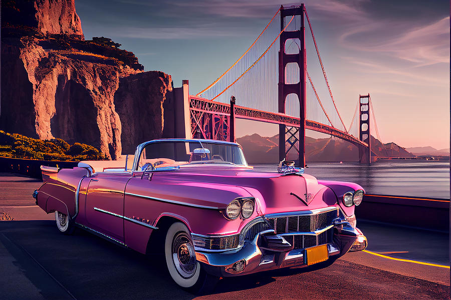 San Francisco Mixed Media - Pink Cadillac  #9 by Stephen Smith Galleries