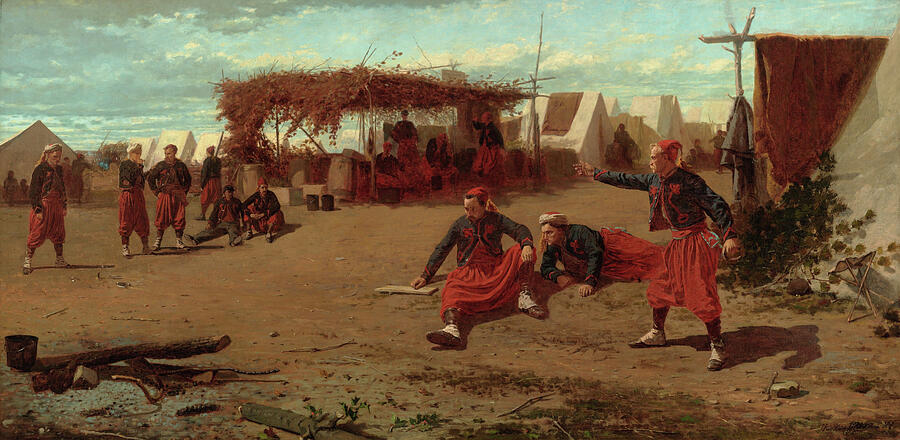 Winslow Homer Painting - Pitching Quoits, from 1865 by Winslow Homer
