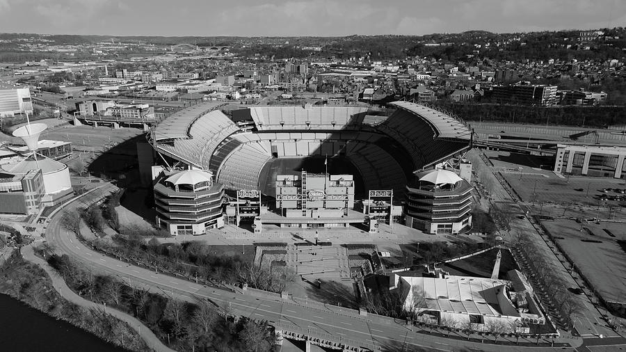 Pittsburgh Steelers Heinz Field in Pittsburgh Pennsylvania in black and white #9 Photograph by Eldon McGraw