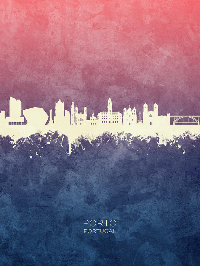 Skyline Digital Art - Porto Portugal Skyline #9 by Michael Tompsett