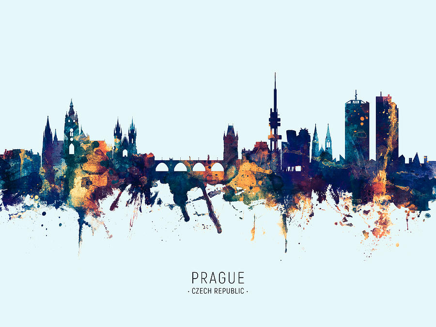 Prague Praha Czech Republic Skyline #9 Digital Art by Michael Tompsett