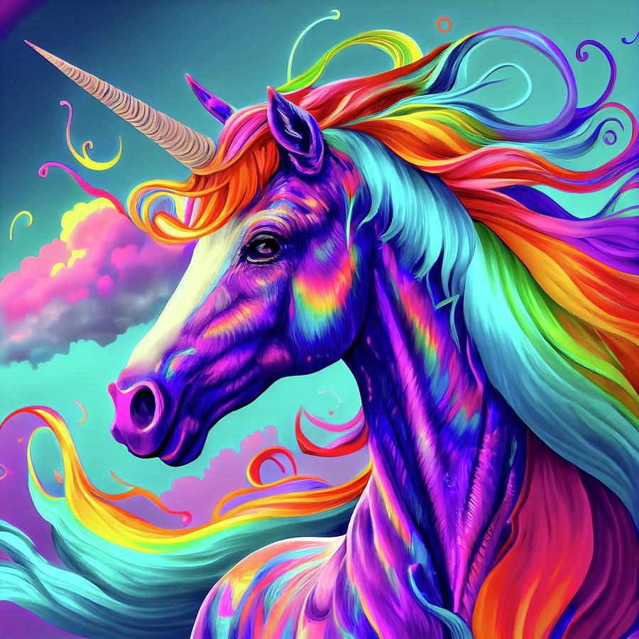 Rainbow-Colored Unicorn Digital Art by Julia Reed - Fine Art America