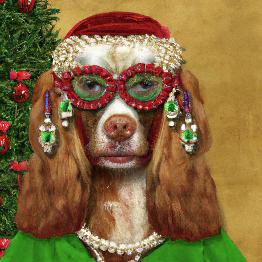 Royal, Ugly Christmas, Pet Portrait, Royal Dog Painting, Animal, King Portrait, Classic Pet Portrait #9 Painting by Ricki Mountain