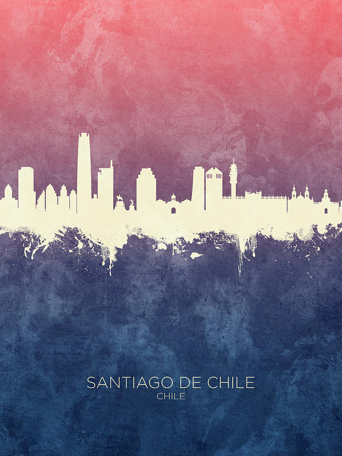 Skyline Digital Art - Santiago de Chile Skyline #9 by Michael Tompsett