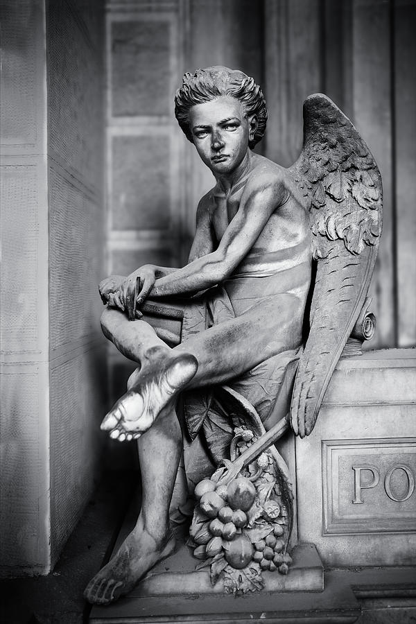 Immortal Stone - Statue Art of Staglieno Genoa black and white photos #2 Sculpture by Paul E Williams