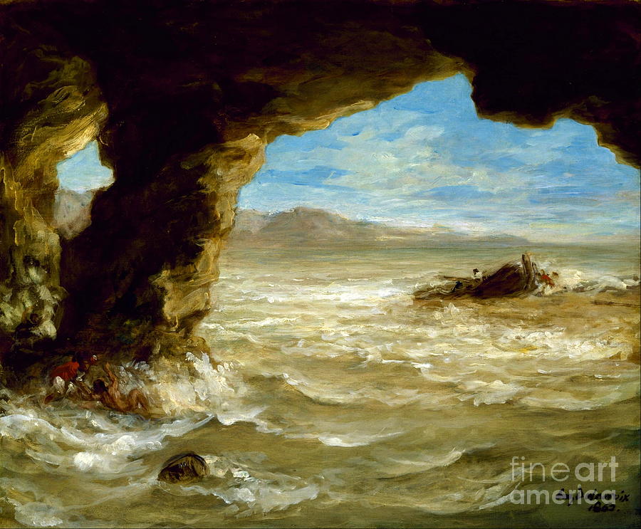 Shipwreck on the Coast #9 Painting by Eugene Delacroix