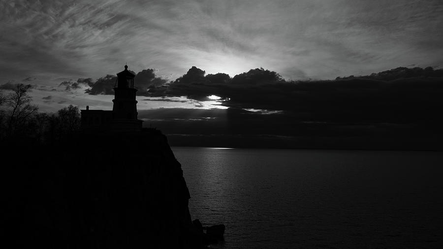 Split Rock Lighthouse in Minnesota along Lake Superior in black and white #9 Photograph by Eldon McGraw