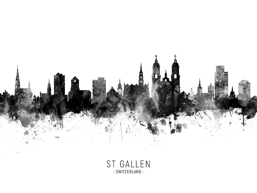 St Gallen Switzerland Skyline #9 Digital Art by Michael Tompsett