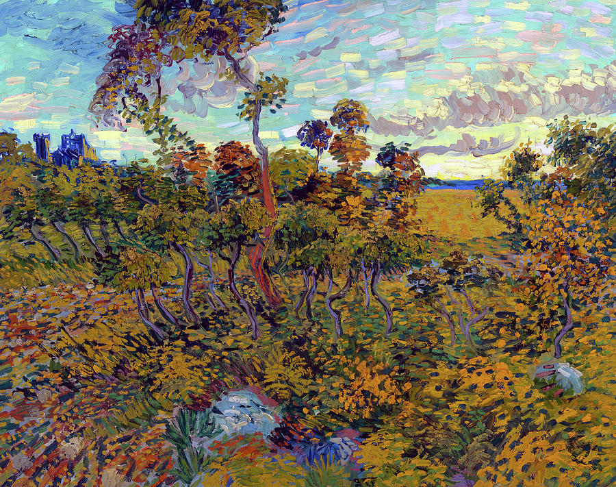 Sunset at Montmajour Painting by Vincent van Gogh - Fine Art America