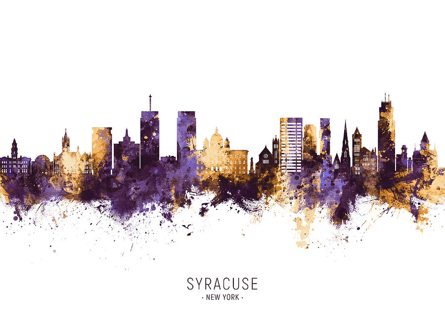 Syracuse Digital Art - Syracuse New York Skyline #9 by Michael Tompsett