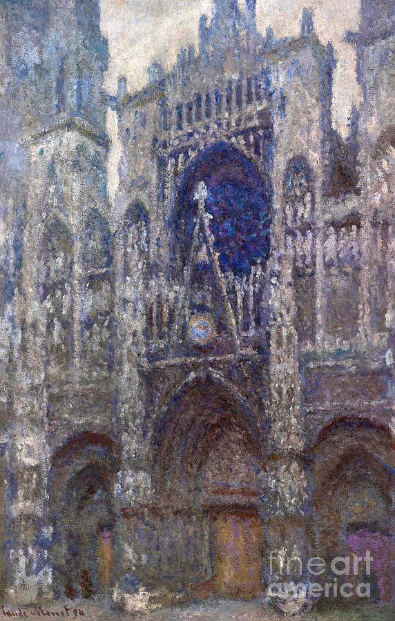 The Cathedral in Rouen. The portal, Grey Weather #9 Painting by Claude Monet