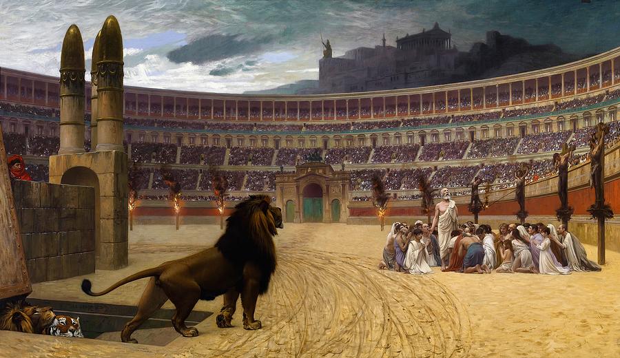 Lion Painting - The Christian Martyrs Last Prayer #9 by Jean-Leon Gerome