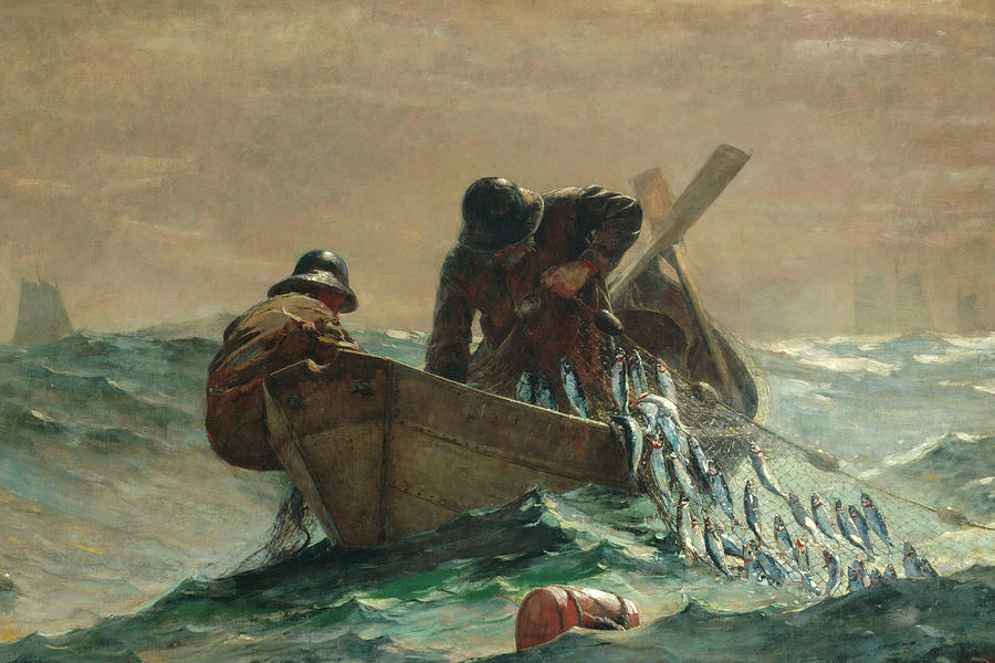 Boat Painting - The Herring Net #9 by Winslow Homer