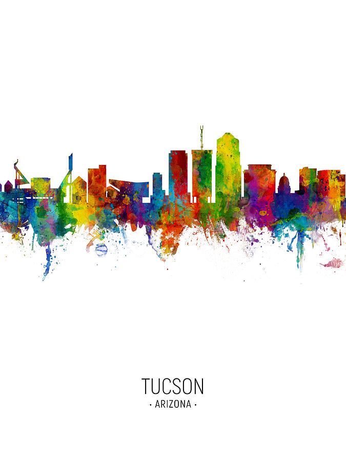 Tucson Digital Art - Tucson Arizona Skyline #9 by Michael Tompsett