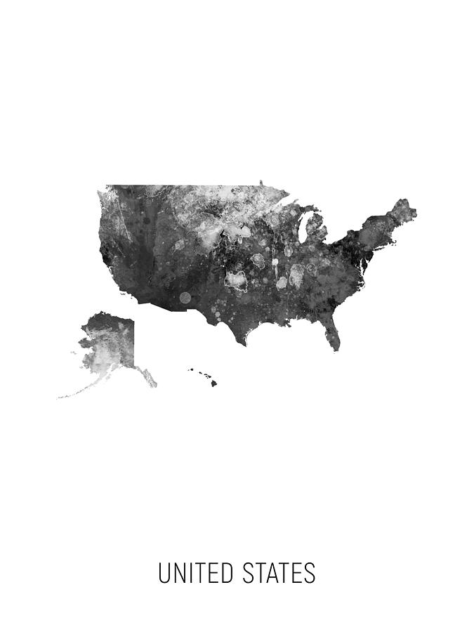 United States Watercolor Map #9 Digital Art by Michael Tompsett