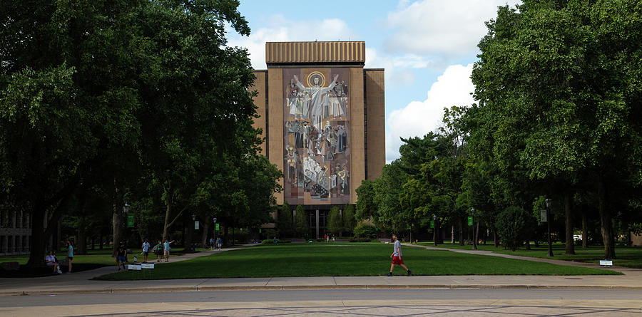 Wide view of Touchdown Jesus World of Life Mural  University of Notre Dame Photograph by Eldon McGraw