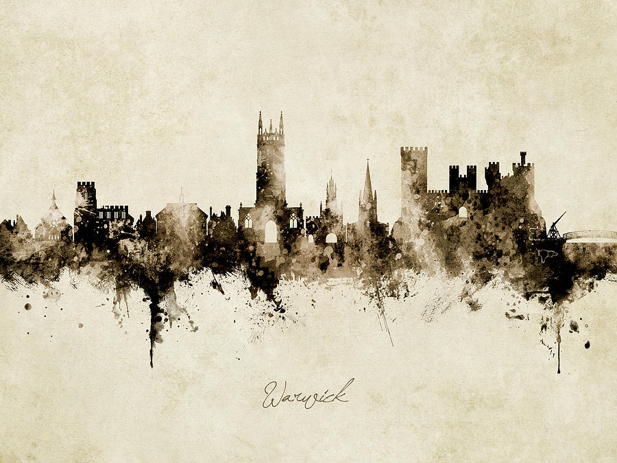Warwick England Skyline #9 Digital Art by Michael Tompsett