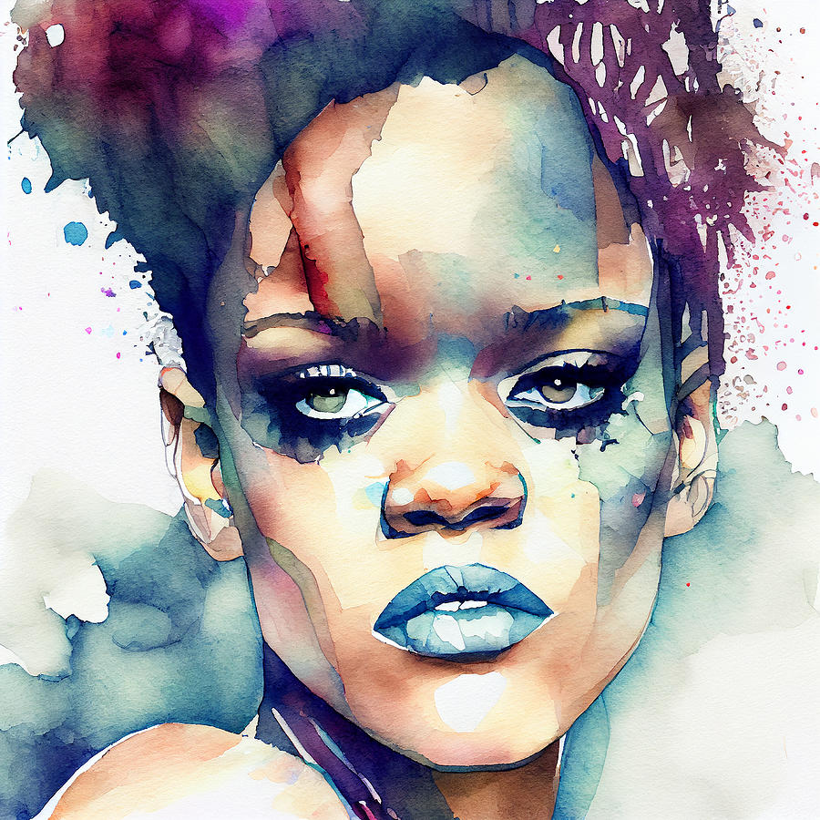 Watercolour Of Rihanna Mixed Media by Smart Aviation - Fine Art America