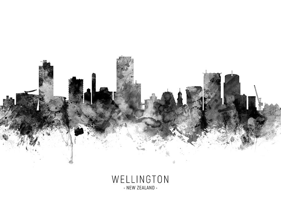 Skyline Digital Art - Wellington New Zealand Skyline #9 by Michael Tompsett
