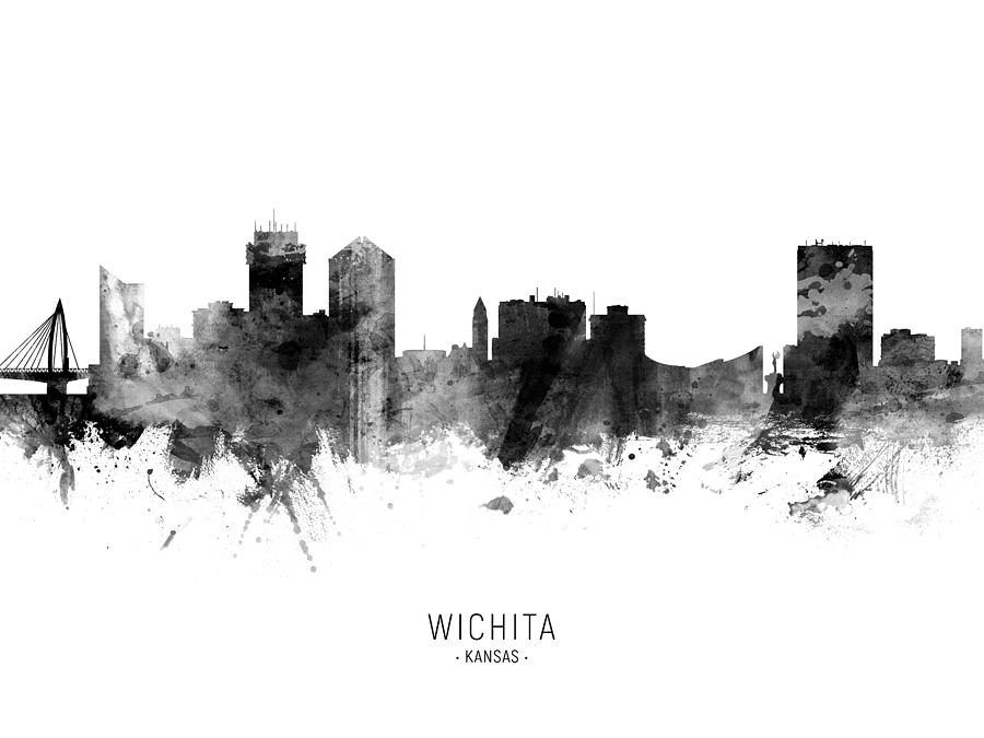 Wichita Digital Art - Wichita Kansas Skyline #9 by Michael Tompsett