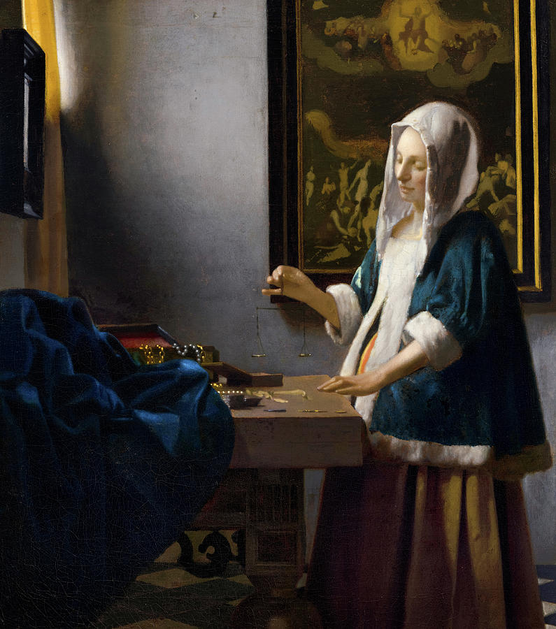 Jan Vermeer Painting - Woman Holding a Balance #9 by Johannes Vermeer